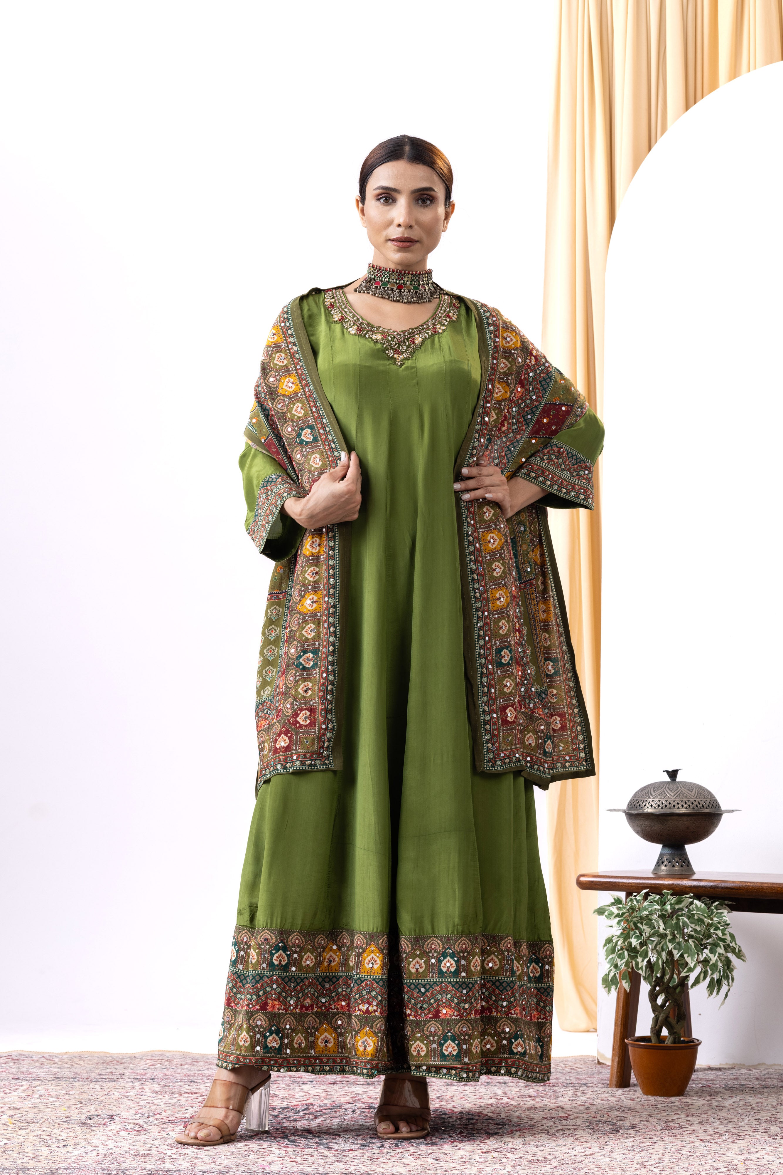 Green Anarkali Suit Set