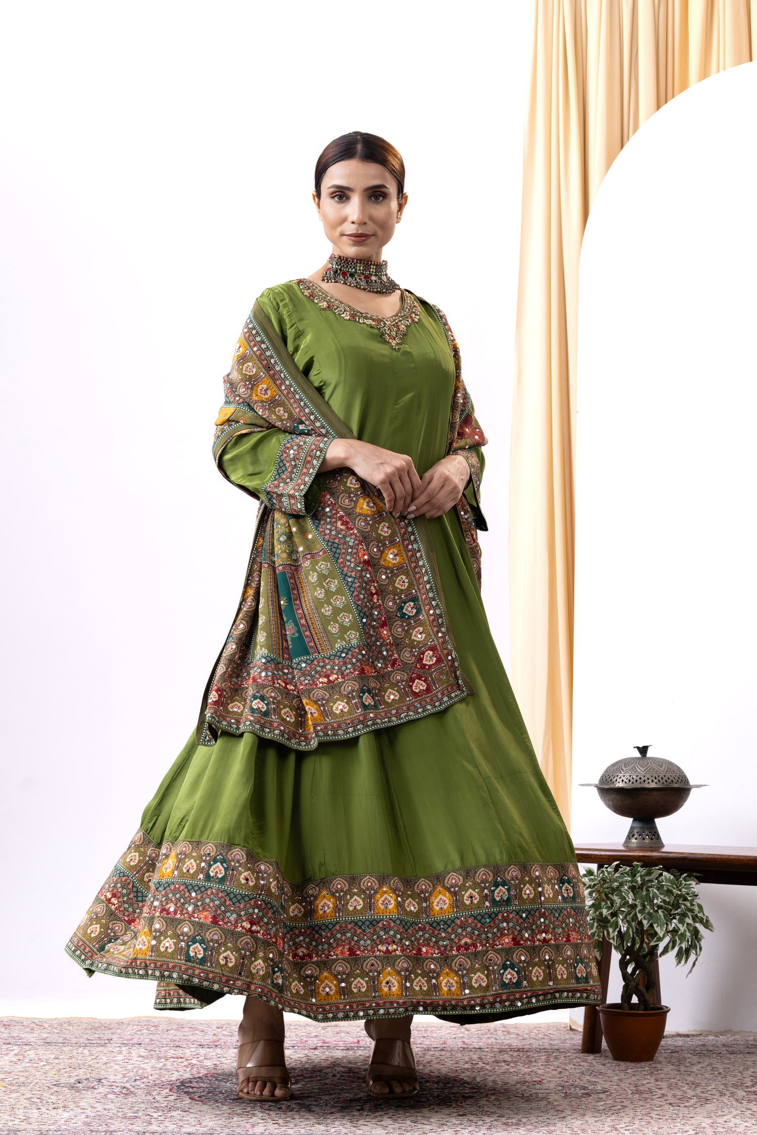 Green Anarkali Suit Set