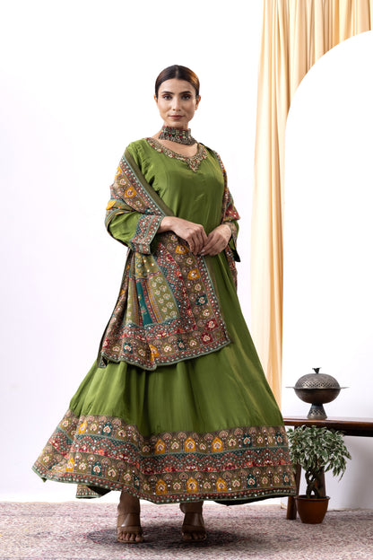 Green Anarkali Suit Set