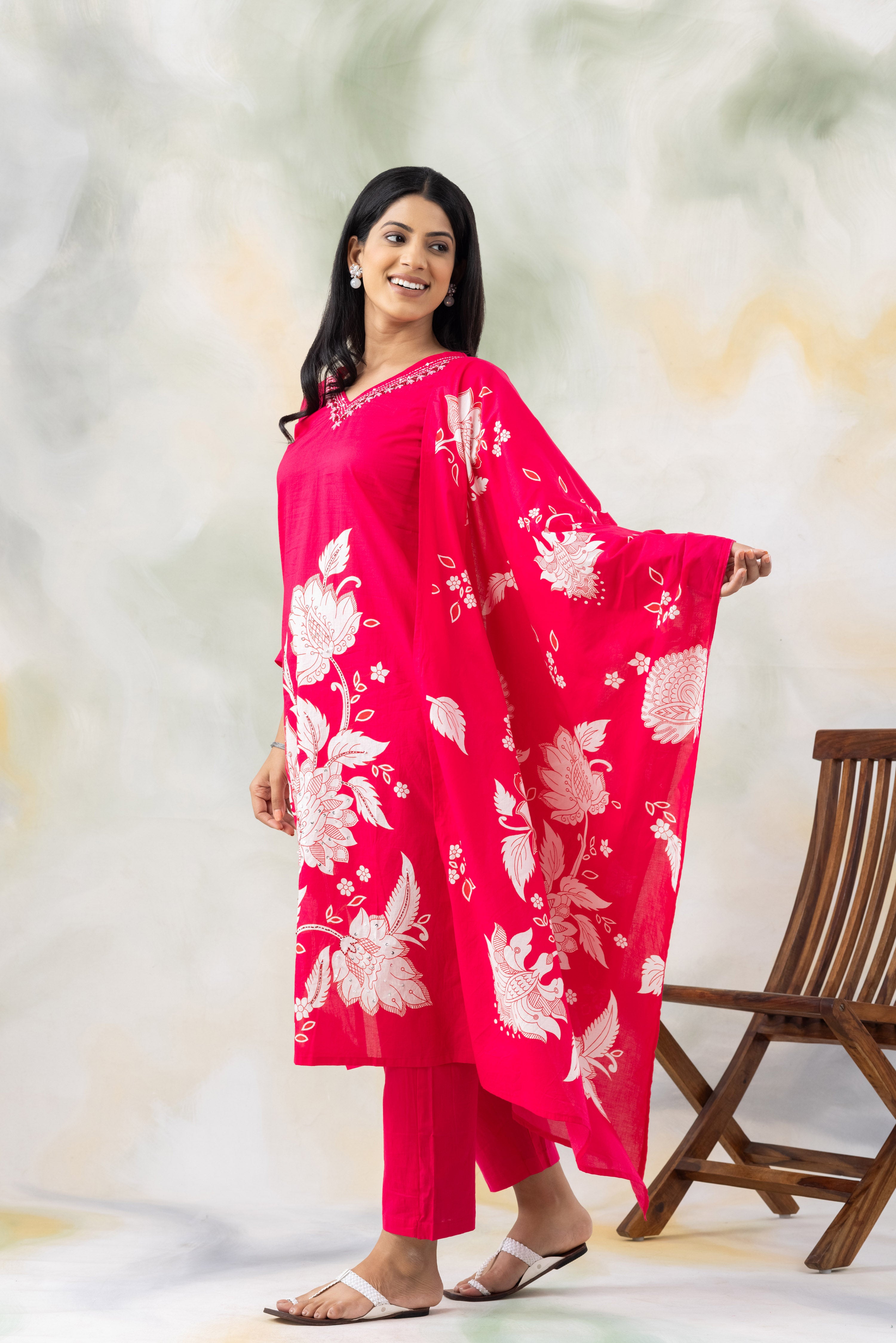Pink Blossom Floral Kurta Set