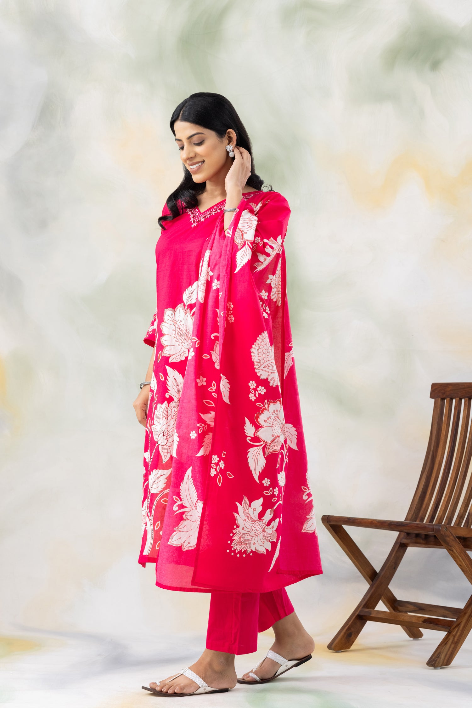Pink Blossom Floral Kurta Set