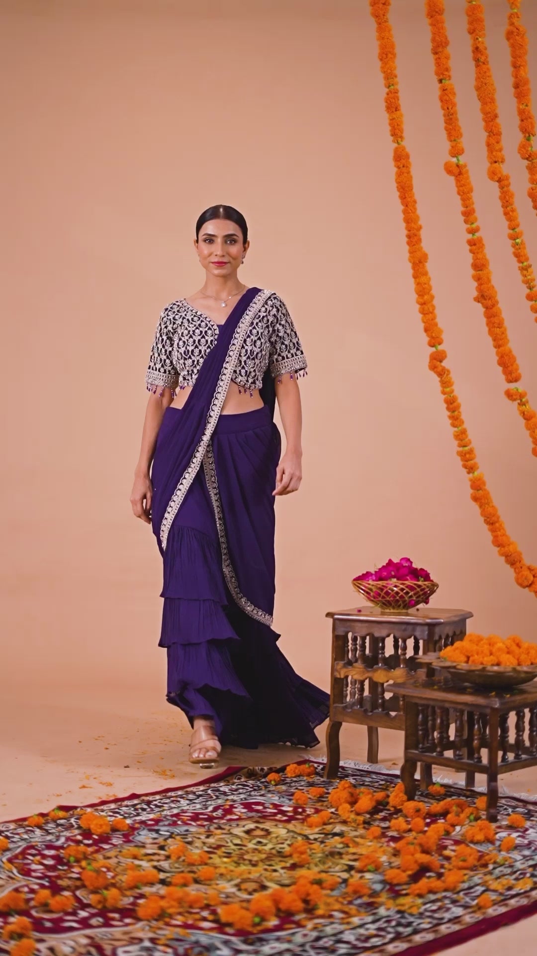 Sparkling Delight Draped Purple Saree