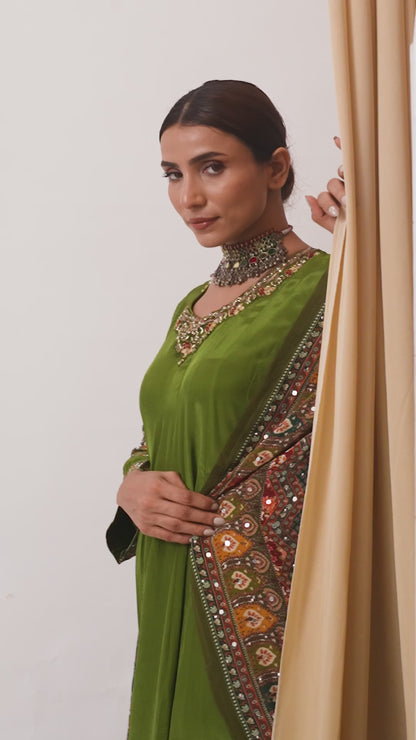 Green Anarkali Suit Set